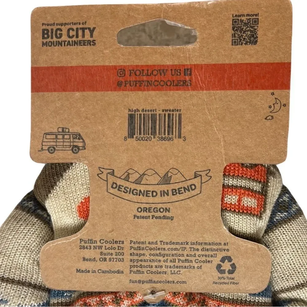 Puffin Coolers Beverage Nordic Sweater for Bottle NWT